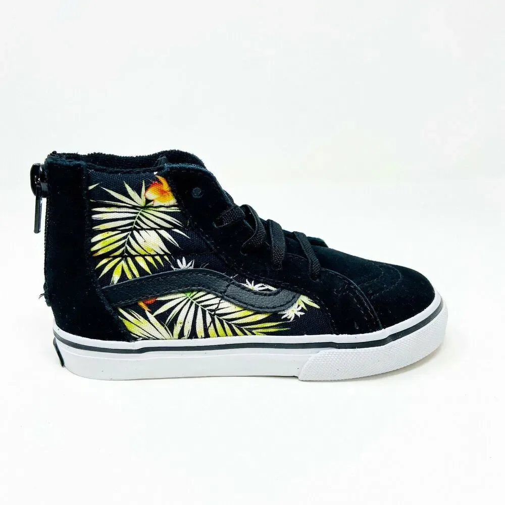 Vans SK8-Hi Zip (Decay Palms) Black True White Toddlers Baby Size 7 Sneakers